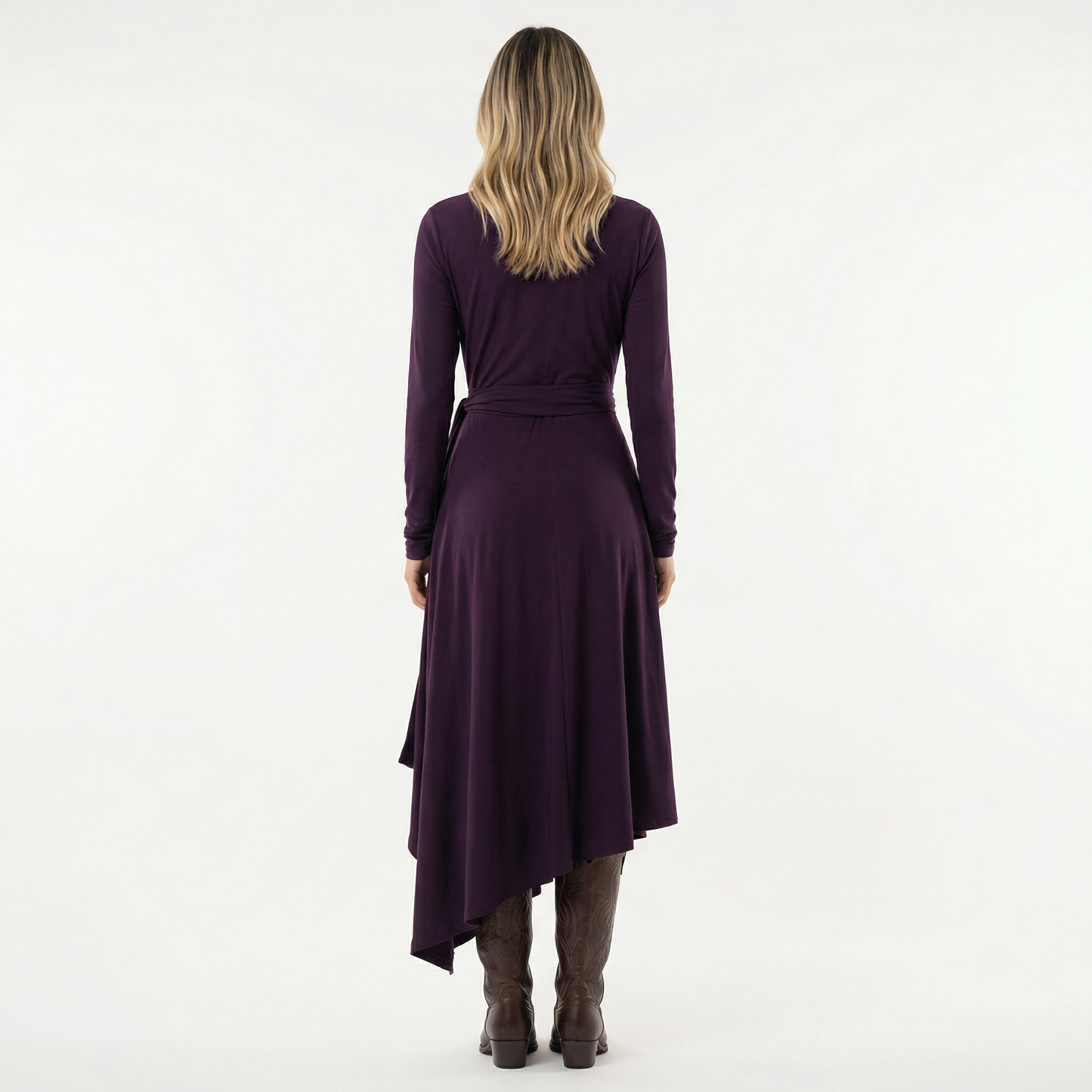 Vestido Largo Mujer Asimétrico Cuello Alto