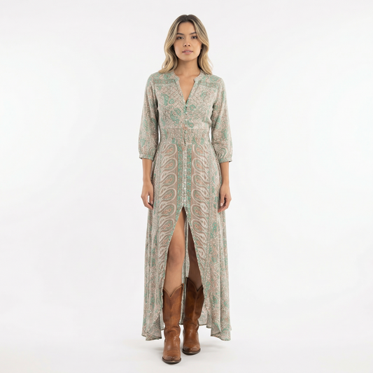 Vestido Largo Mujer Boho Escote en V - Mavetta