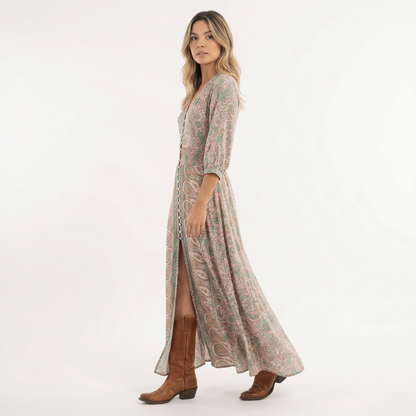 Vestido Largo Mujer Boho Escote en V