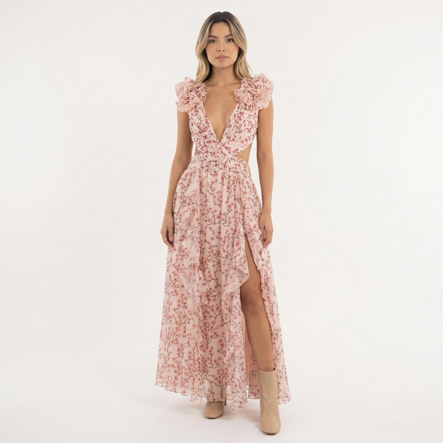 Vestido Largo Mujer Floral Asimétrico - Mavetta