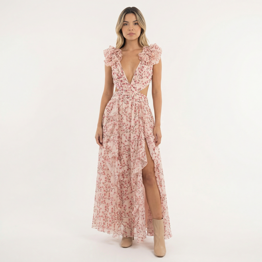 Vestido Largo Mujer Floral Asimétrico - Mavetta