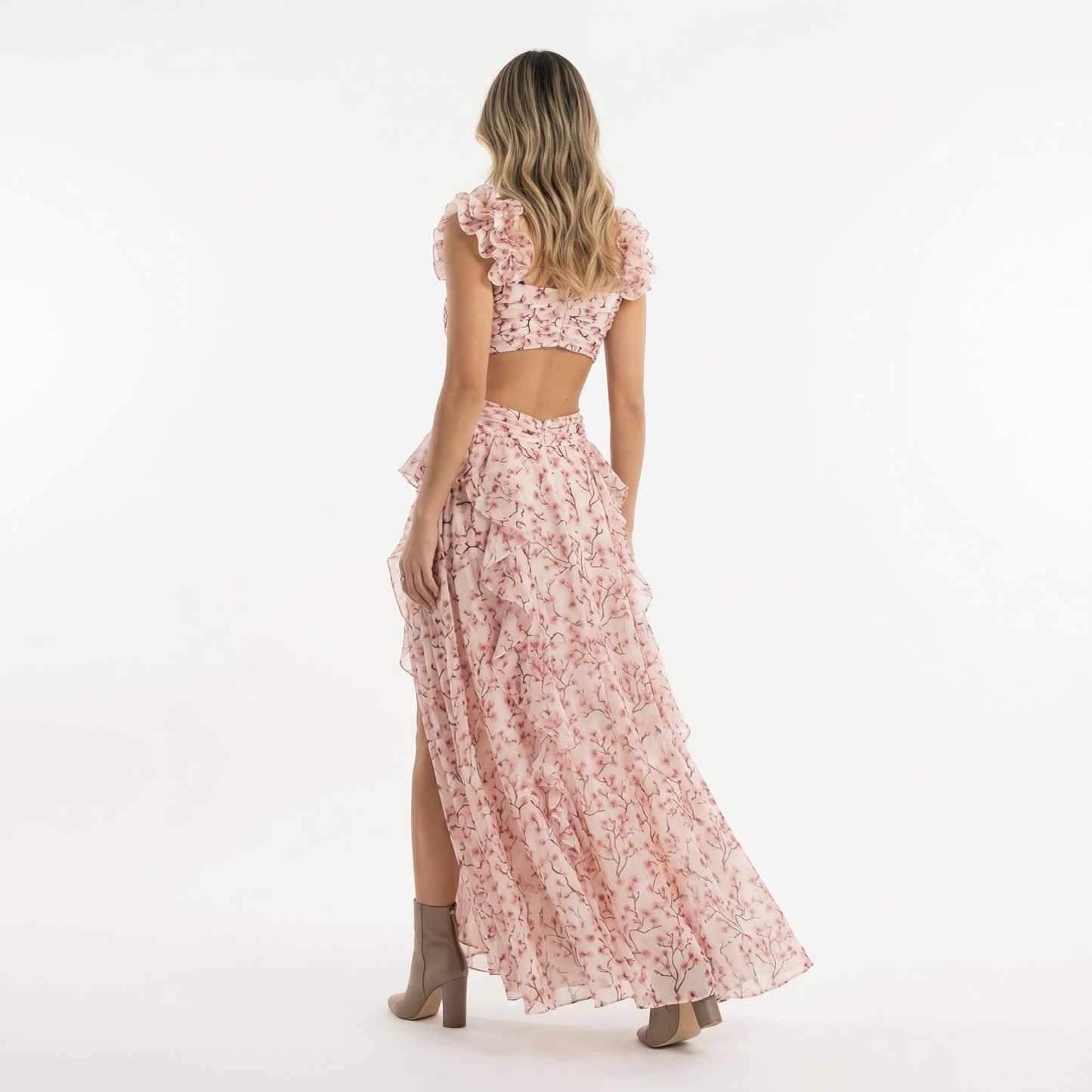 Vestido Largo Mujer Floral Asimétrico