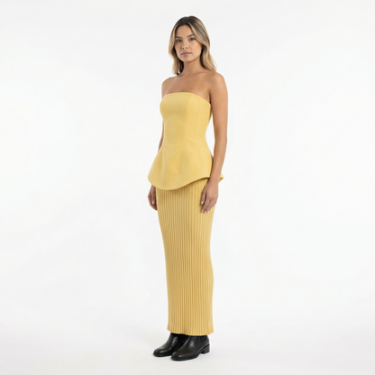 Vestido Largo Mujer Texturizado Palabra de Honor
