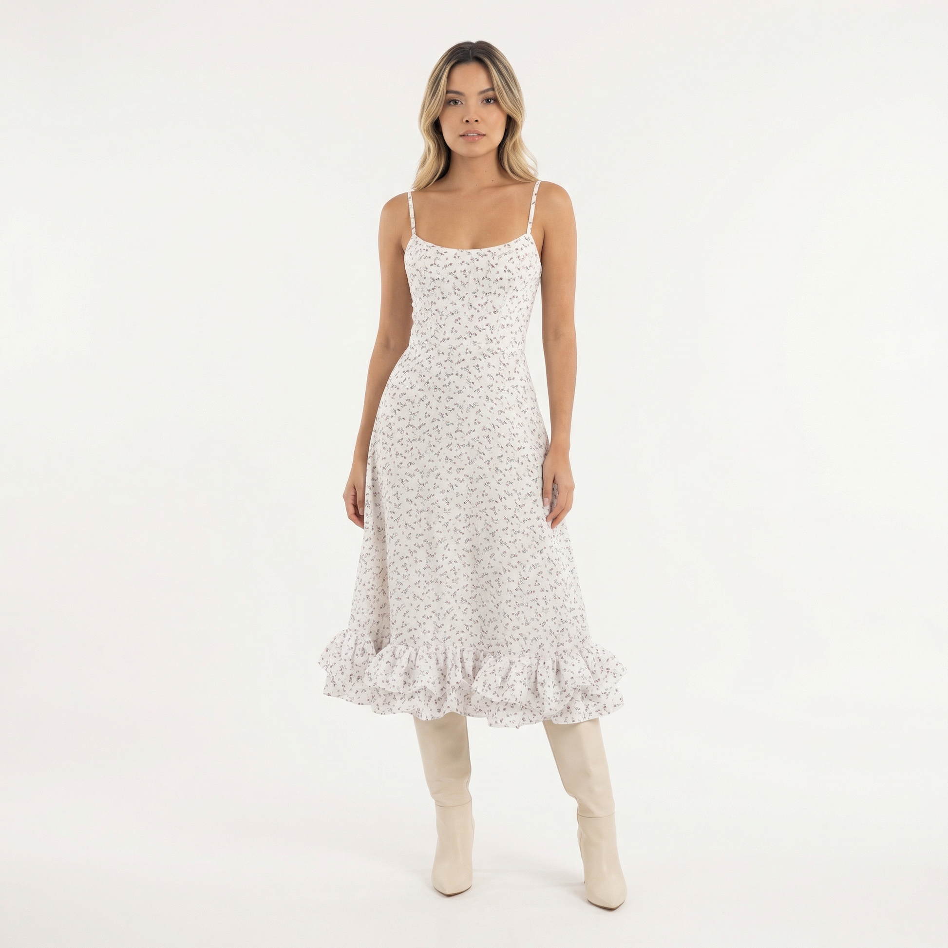 Vestido Midi Mujer de Fiesta con Volantes - Mavetta