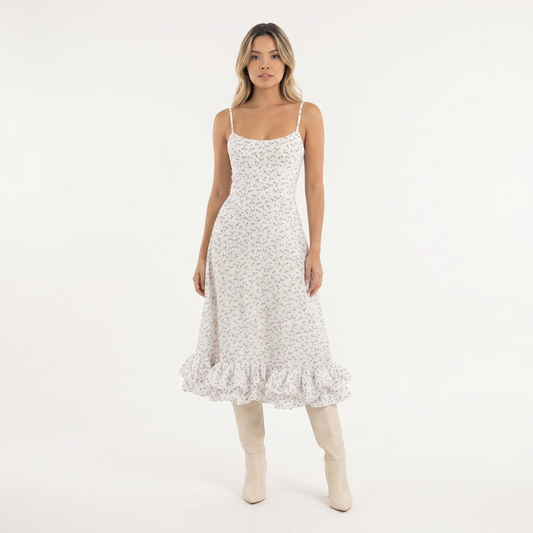 Vestido Midi Mujer de Fiesta con Volantes - Mavetta