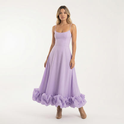Vestido Midi Mujer de Fiesta con Volantes