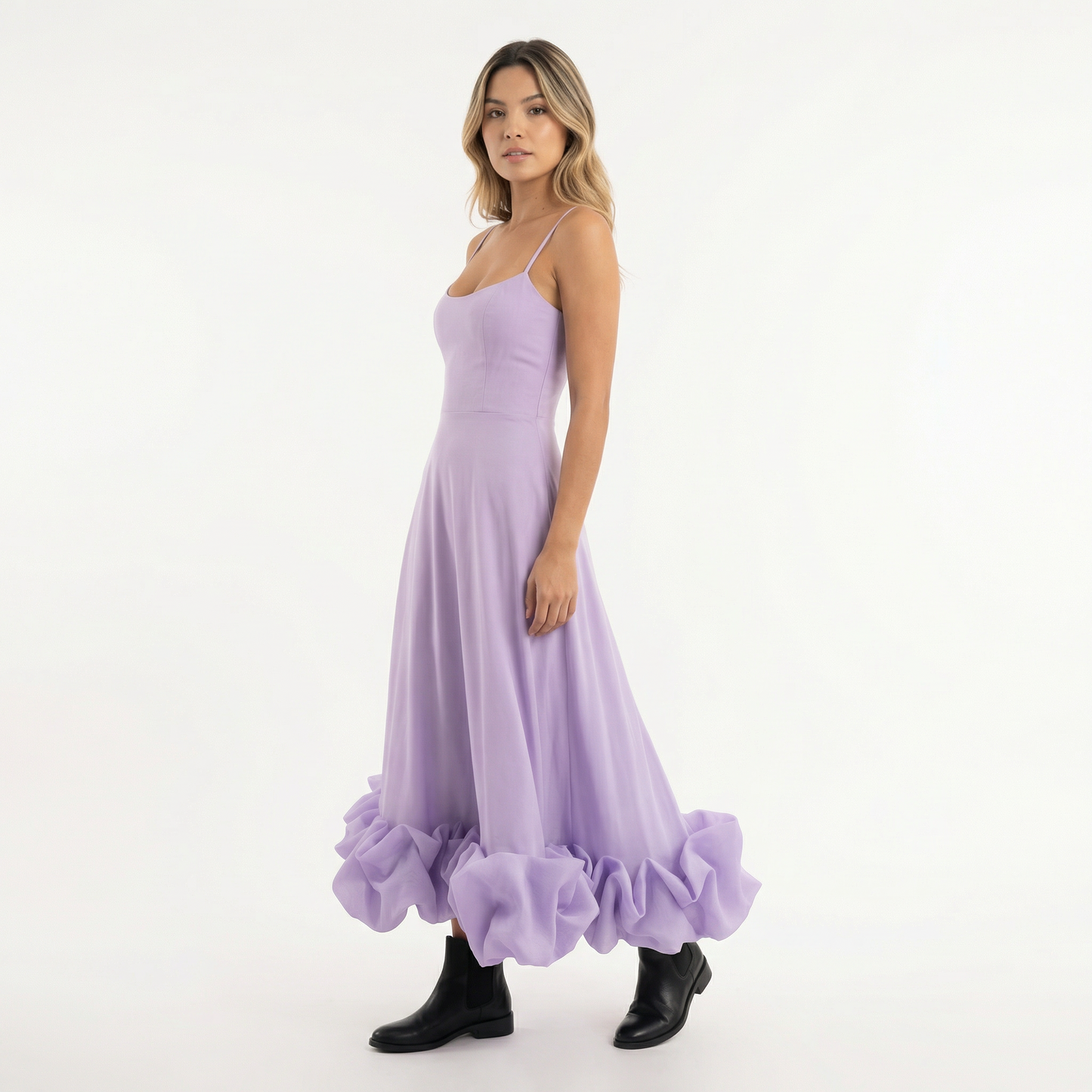 Vestido Midi Mujer de Fiesta con Volantes