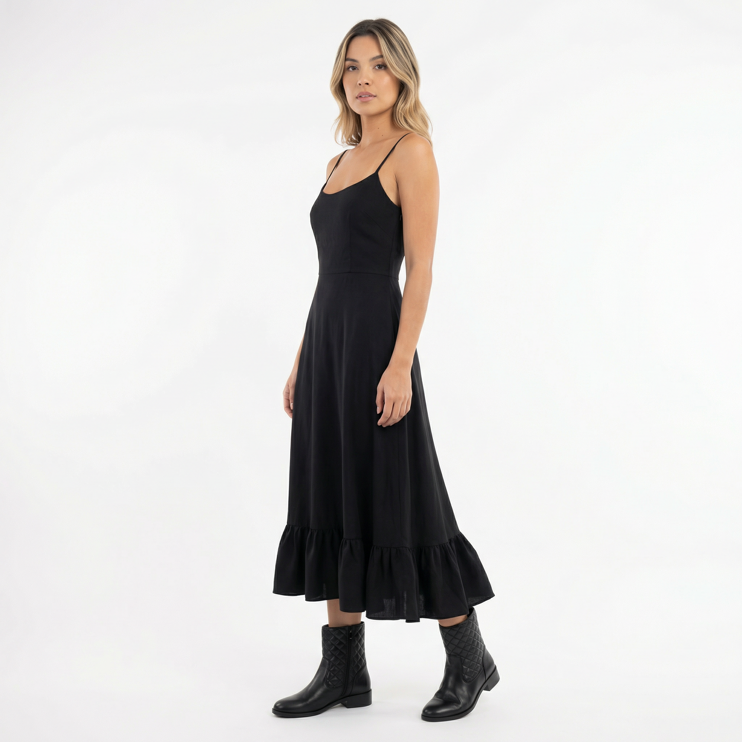 Vestido Midi Mujer de Fiesta con Volantes