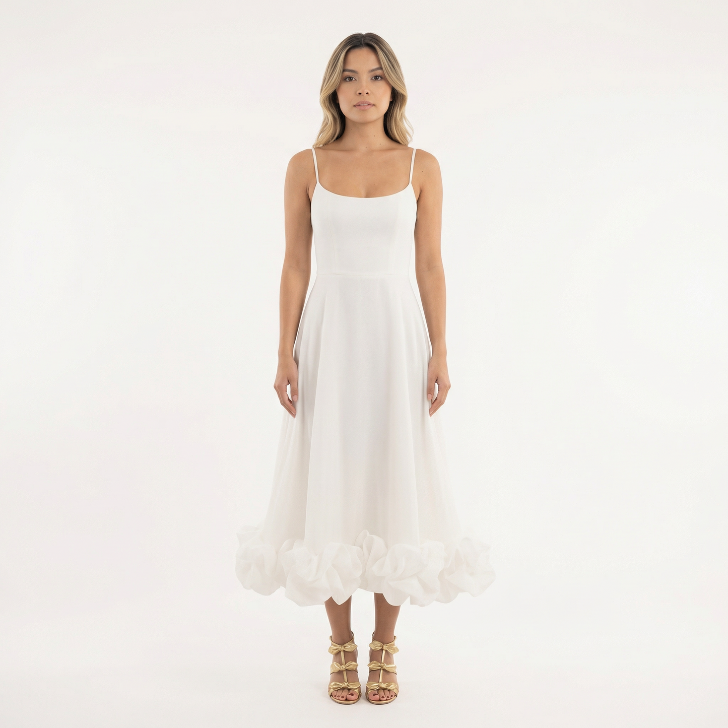 Vestido Midi Mujer de Fiesta con Volantes