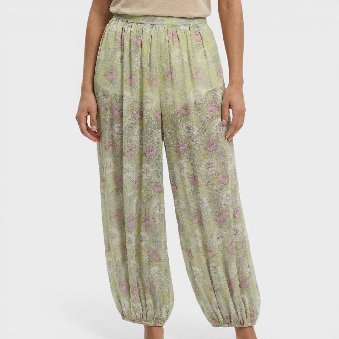 Pantalones Mujer Estampado Floral Pierna Ancha