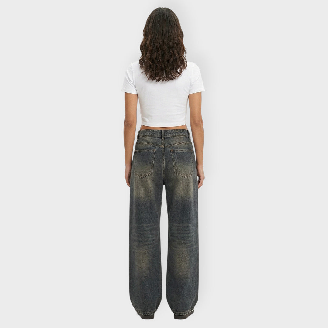 Pantalones Vaqueros Mujer Pierna Ancha Baggy