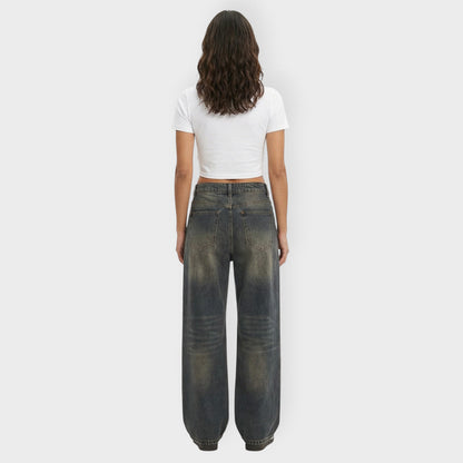 Pantalones Vaqueros Mujer Pierna Ancha Baggy