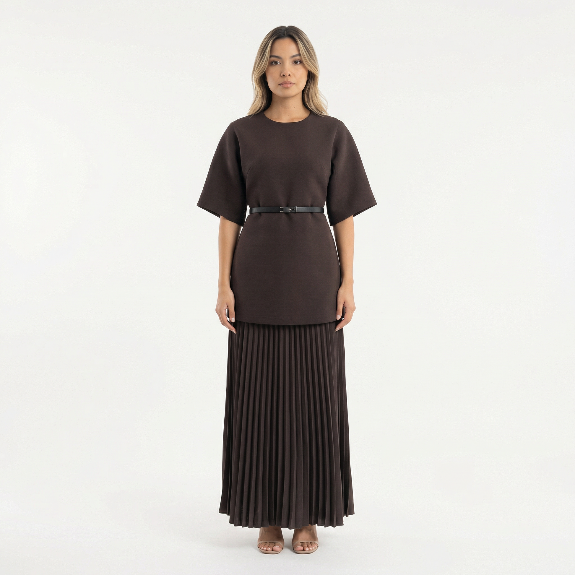 Vestido Midi Mujer Plisado Ajuste Elegante - Mavetta