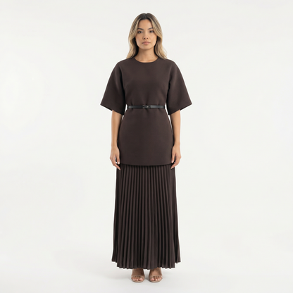 Vestido Midi Mujer Plisado Ajuste Elegante - Mavetta
