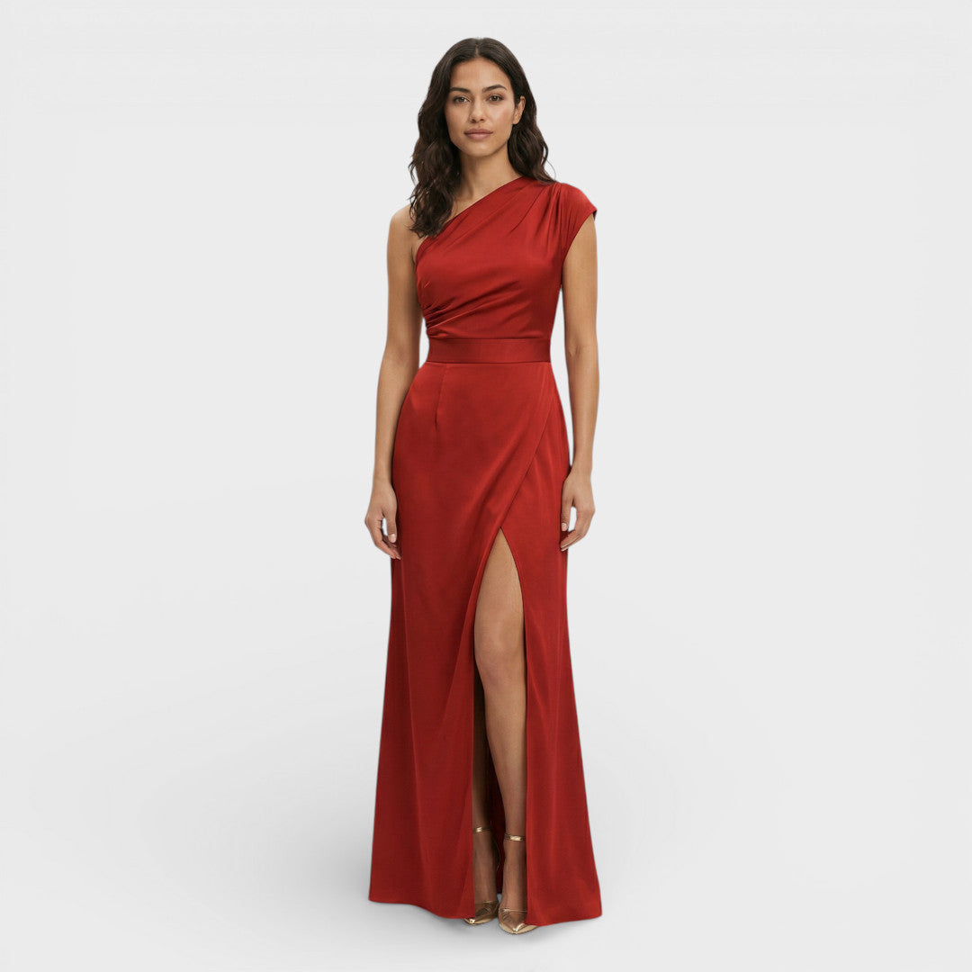 Vestido Largo Mujer Un Hombro Ajuste Fluido