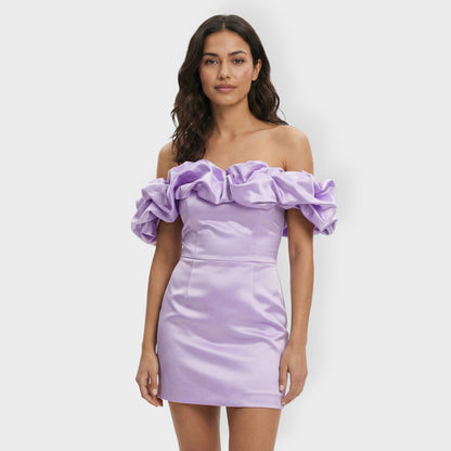 Vestido Fiesta Mujer Satinado con Volantes - Mavetta