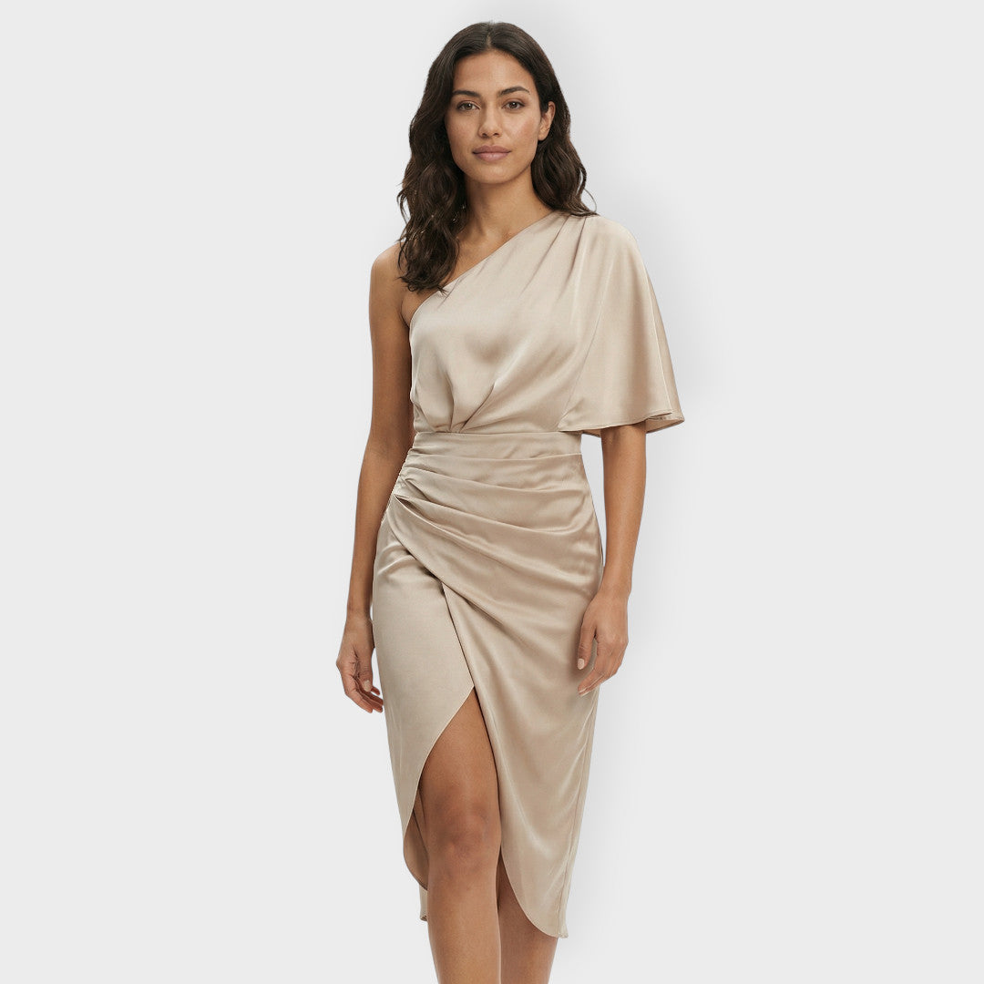 Vestido Fiesta Mujer Un Hombro Ajustado