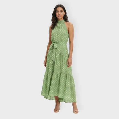Vestido Midi Mujer de Tela Ligera con Lazo