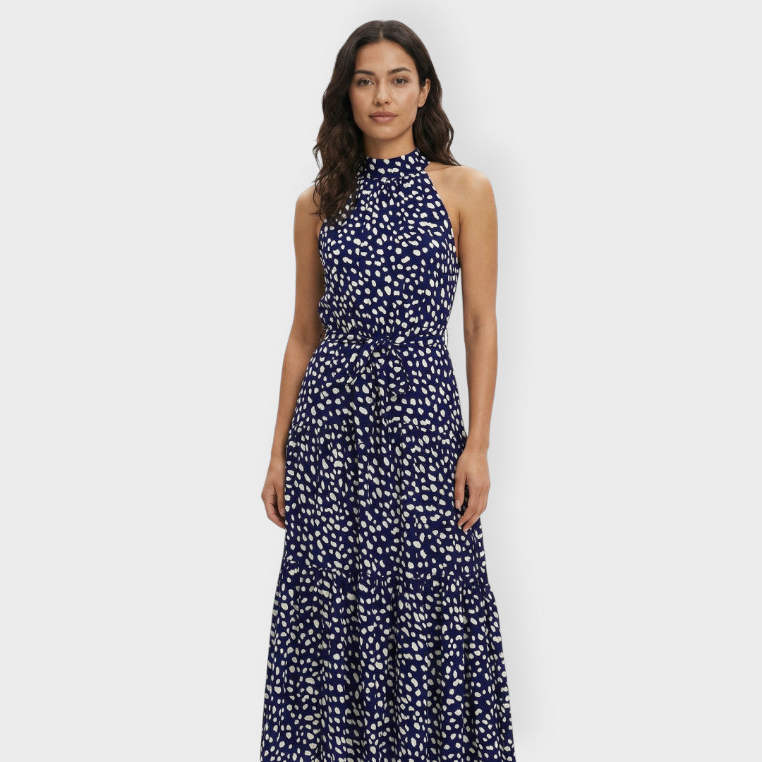 Vestido Midi Mujer de Tela Ligera con Lazo