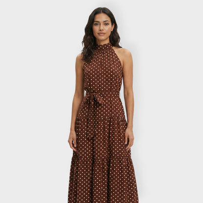 Vestido Midi Mujer de Tela Ligera con Lazo