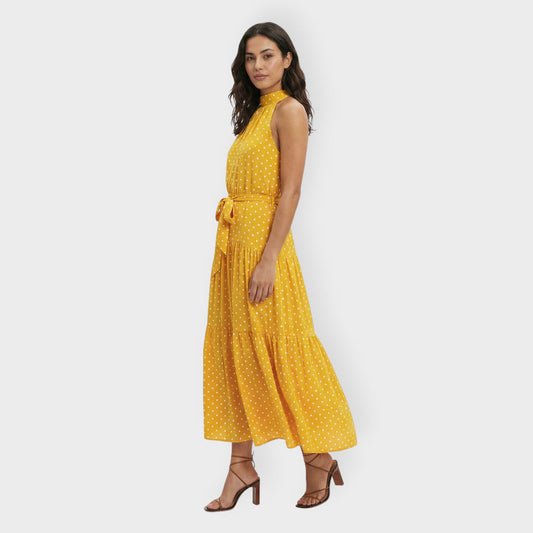 Vestido Midi Mujer de Tela Ligera con Lazo - Mavetta