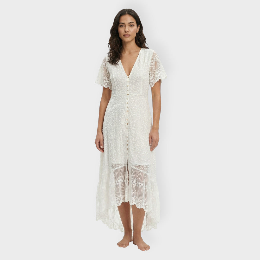 Vestido Mujer de Encaje con Botones