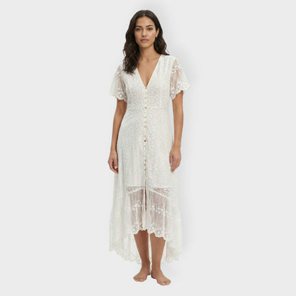 Vestido Mujer de Encaje con Botones
