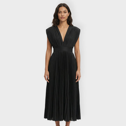 Vestido Largo Mujer Plisado Ajuste Elegante
