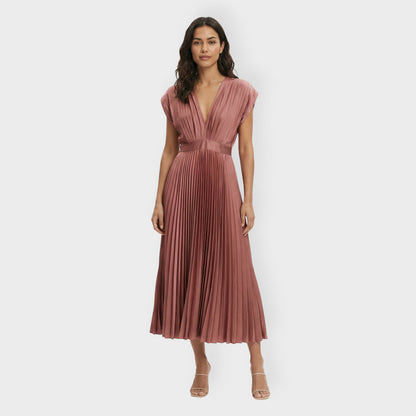 Vestido Largo Mujer Plisado Ajuste Elegante - Mavetta