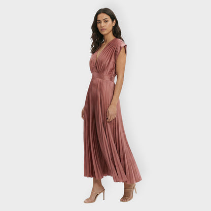 Vestido Largo Mujer Plisado Ajuste Elegante