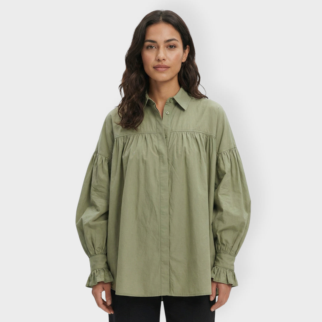 Camisa Mujer Oversize Manga Abullonada