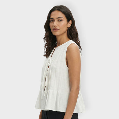 Camisa Mujer Sin Mangas con Lazos Ajuste Regular