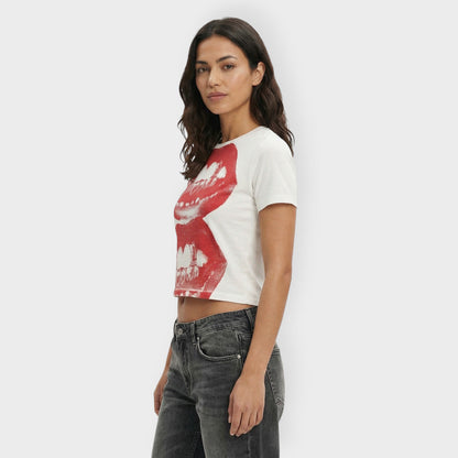 Camiseta Mujer Algodón Estampada Manga Corta
