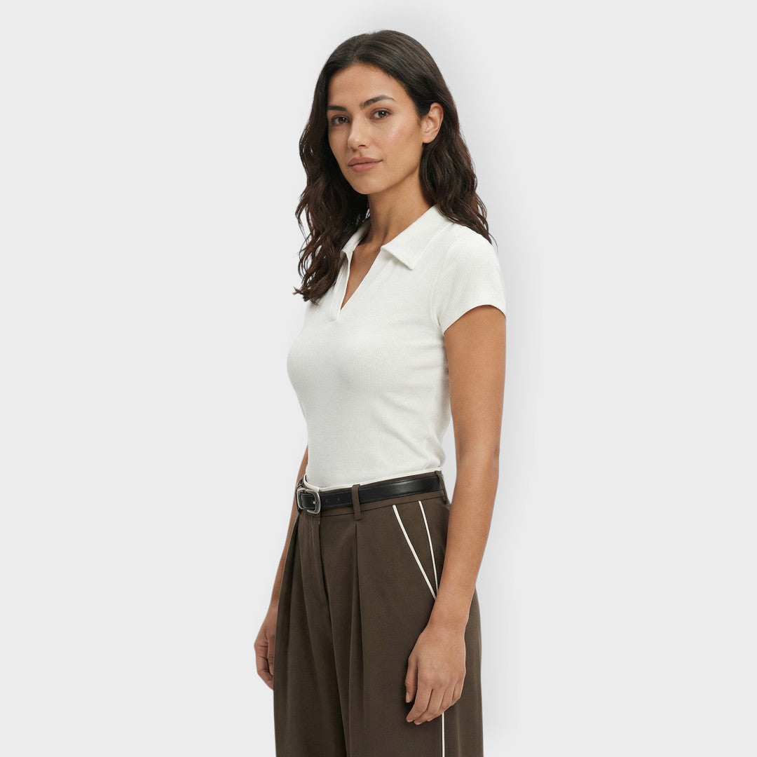 Camiseta Mujer Algodón Cuello Polo