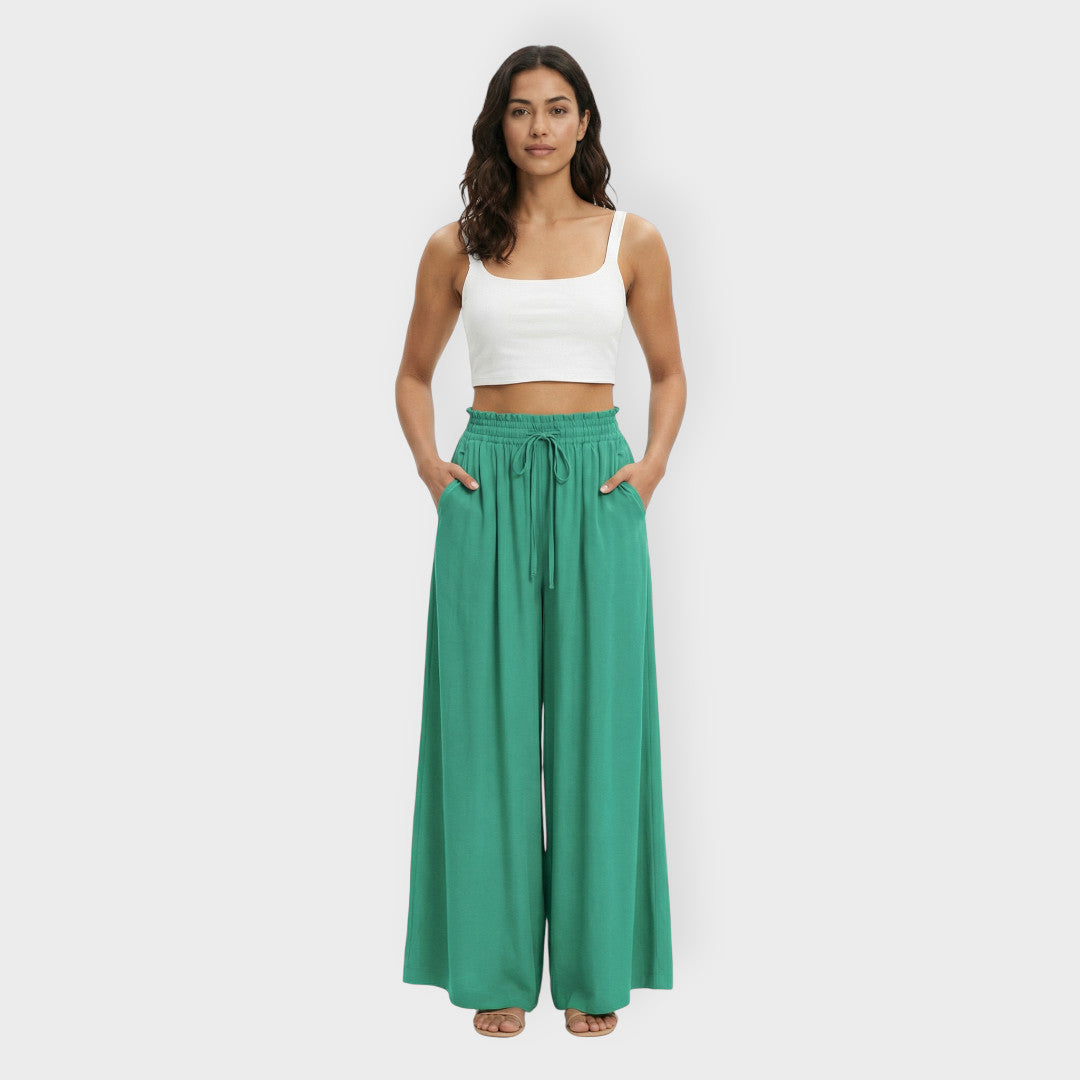 Pantalones Mujer Tela Suave Cintura Elástica Anchos