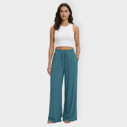 Pantalones Mujer Tela Suave Cintura Elástica Anchos