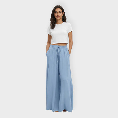 Pantalones Mujer Tela Suave Cintura Elástica Anchos