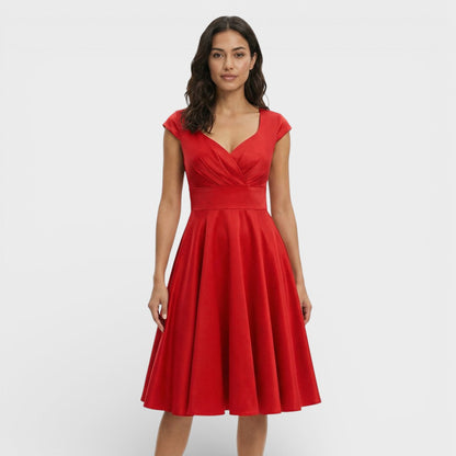 Vestido Midi Rosa Retro Cóctel