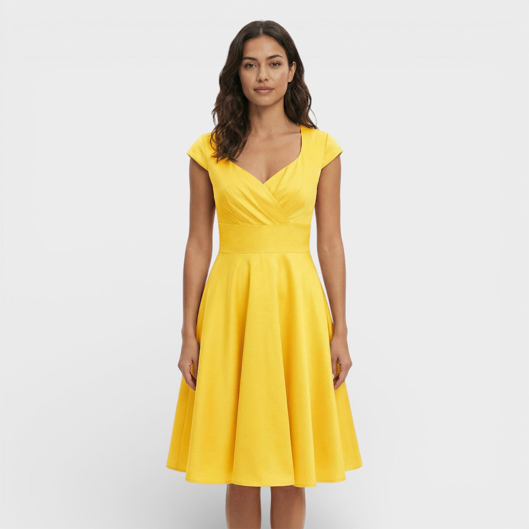 Vestido Midi Rosa Retro Cóctel