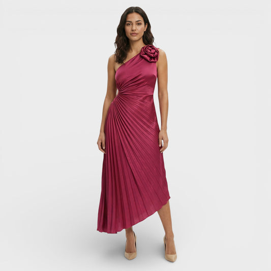 Vestido Maxi Plisado Un Hombro - Mavetta