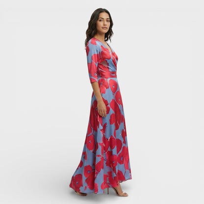 Vestido Cruzado Floral Elegante