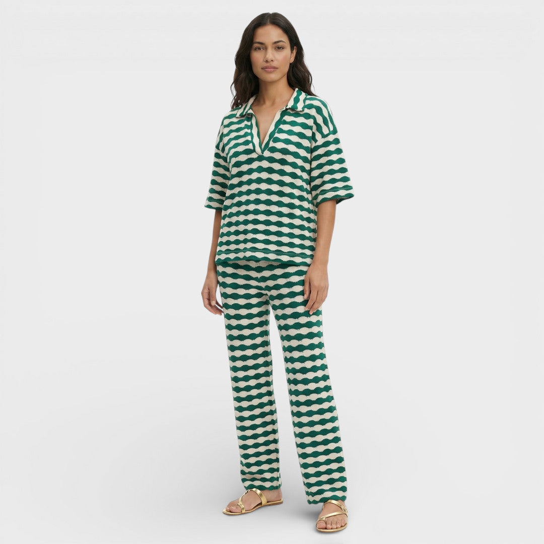 Conjunto Mujer de Punto Rayas Ajuste Elegante