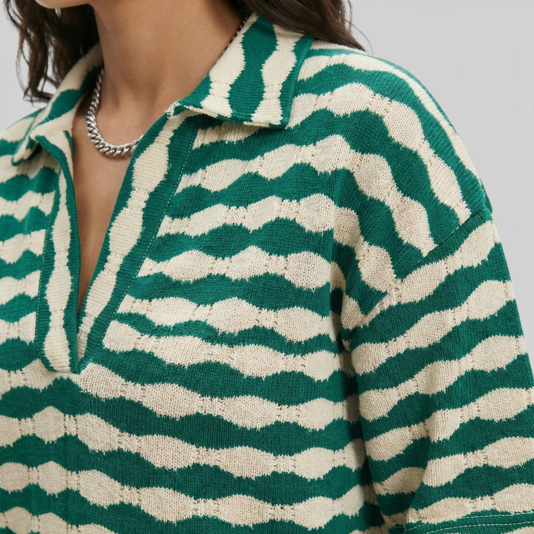 Conjunto Mujer de Punto Rayas Ajuste Elegante