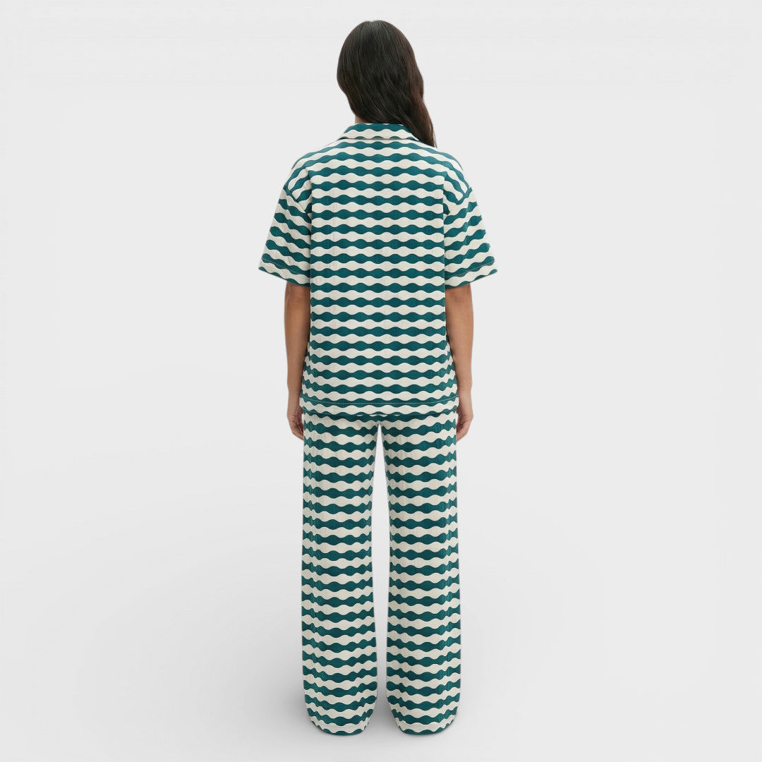 Conjunto Mujer de Punto Rayas Ajuste Elegante
