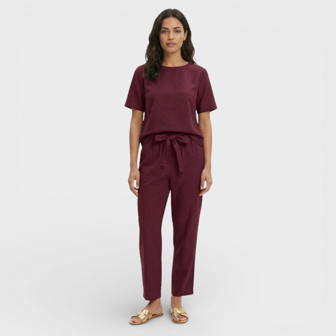 Conjunto Mujer y Pantalón Cintura con Lazo