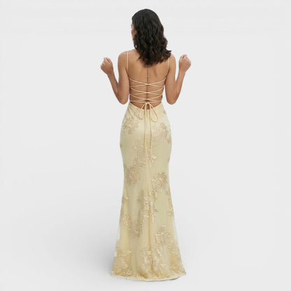 Vestido Largo Mujer Bordado Ajuste Corsé
