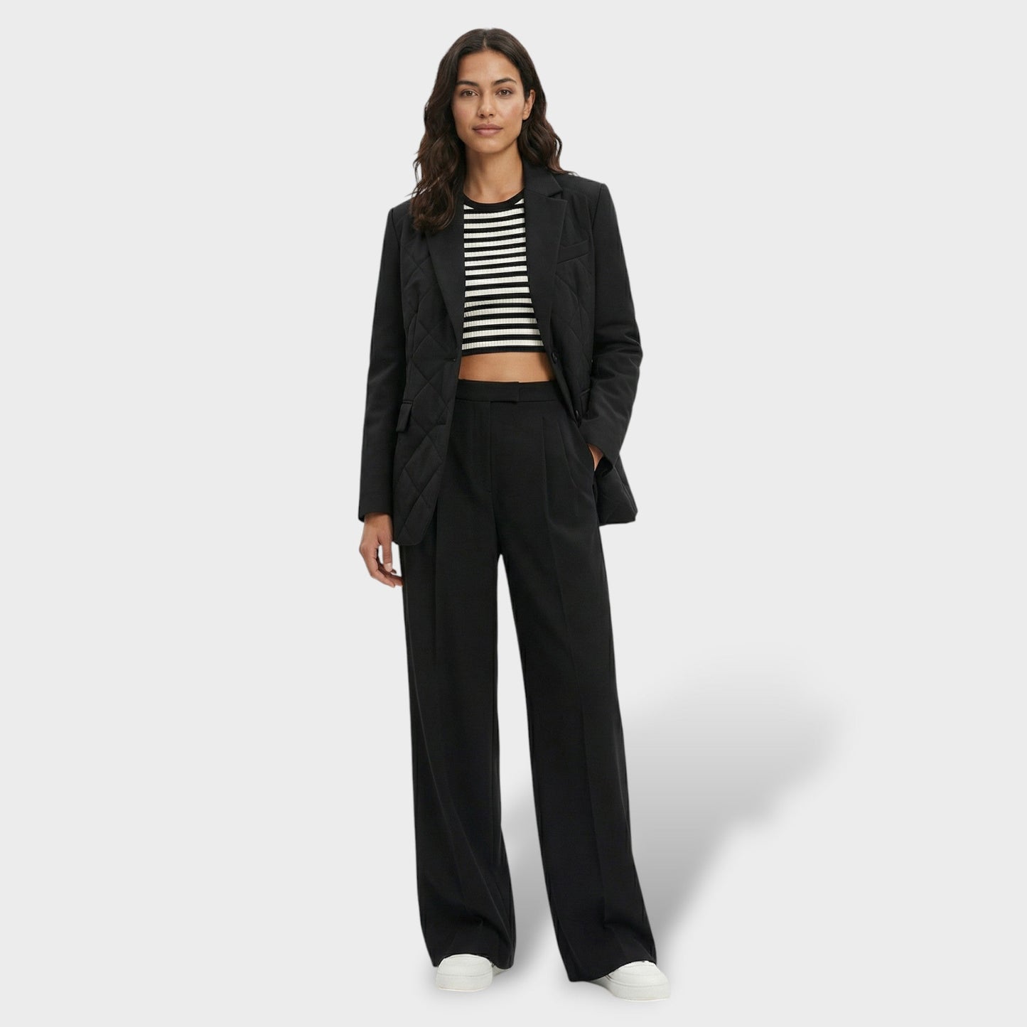 Pantalones Mujer Tiro Alto Tejido Suelto
