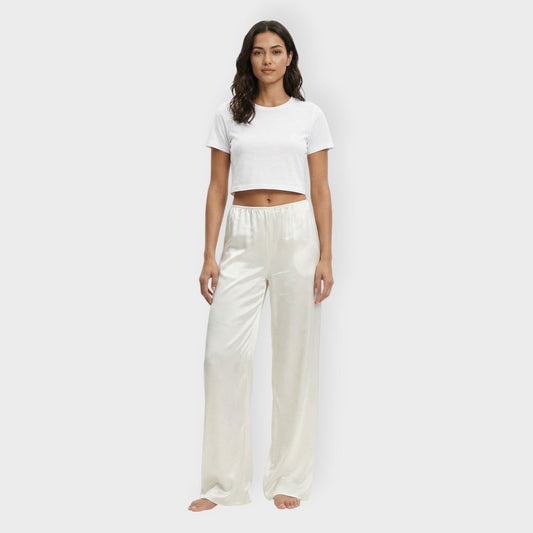 Pantalón Mujer Satinado Elástico Corte Ancho - Mavetta