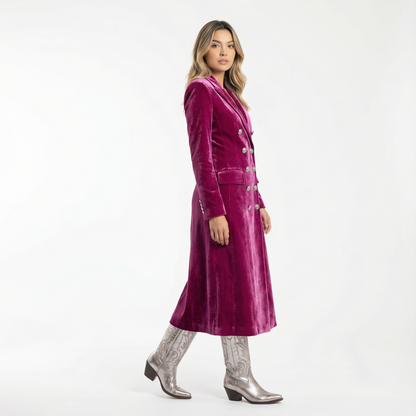 Vestido Maxi Mujer Terciopelo Estilo Blazer