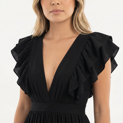 Vestido largo mujer con volantes estilo elegante